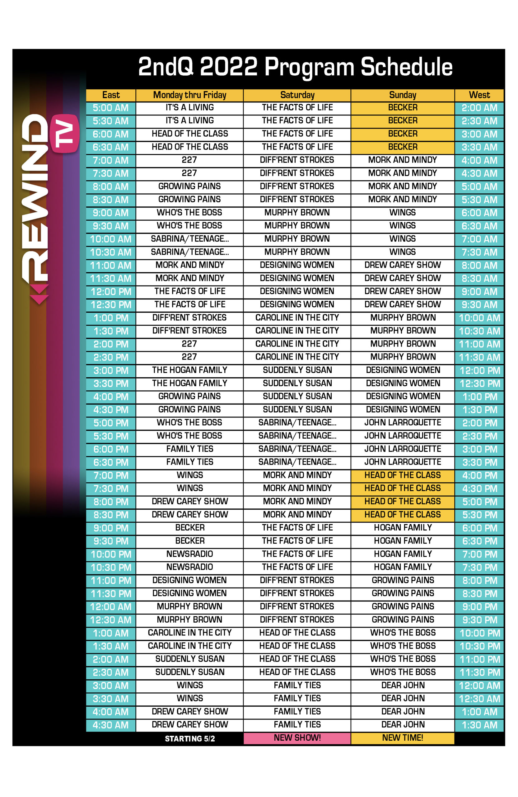 EastWest Schedule Rewind TV