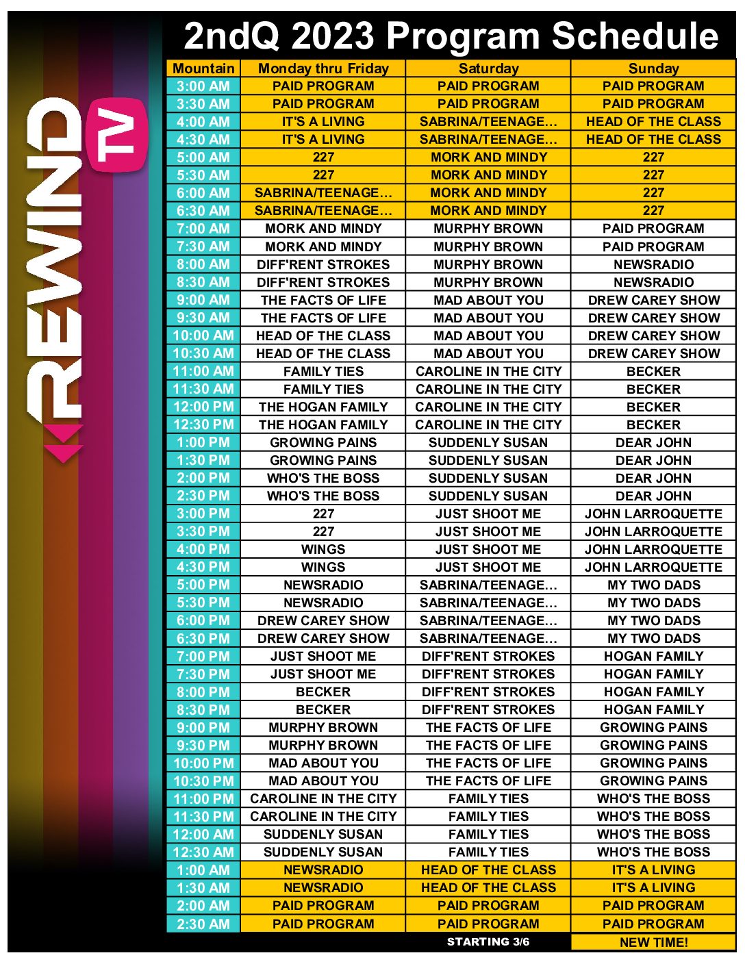 Mountain Schedule Rewind TV